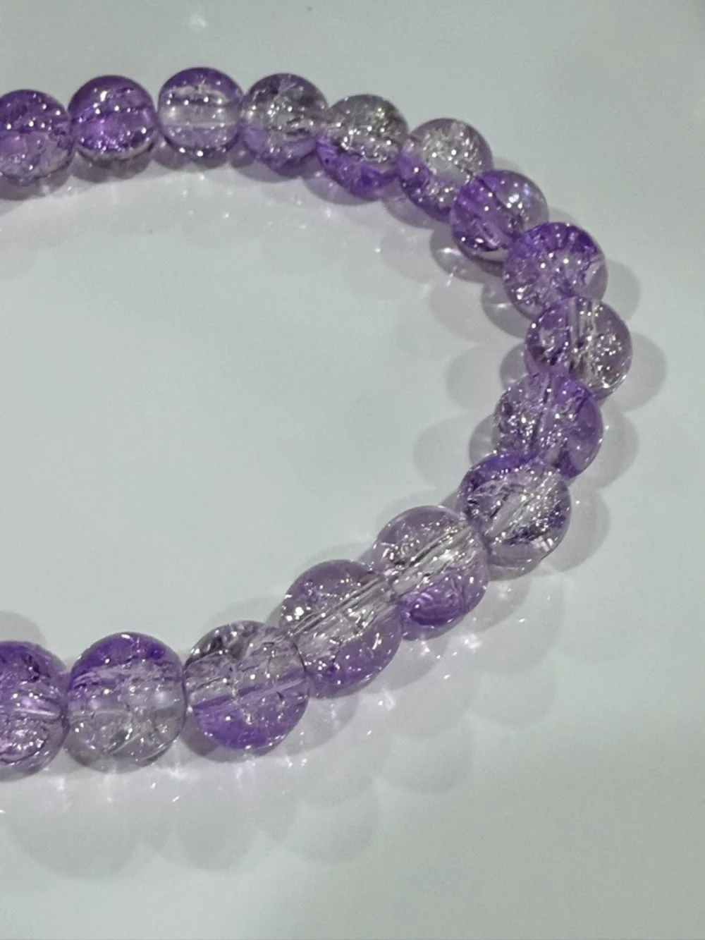 Purple Beaded Crackle Quartz Stretch Bracelet